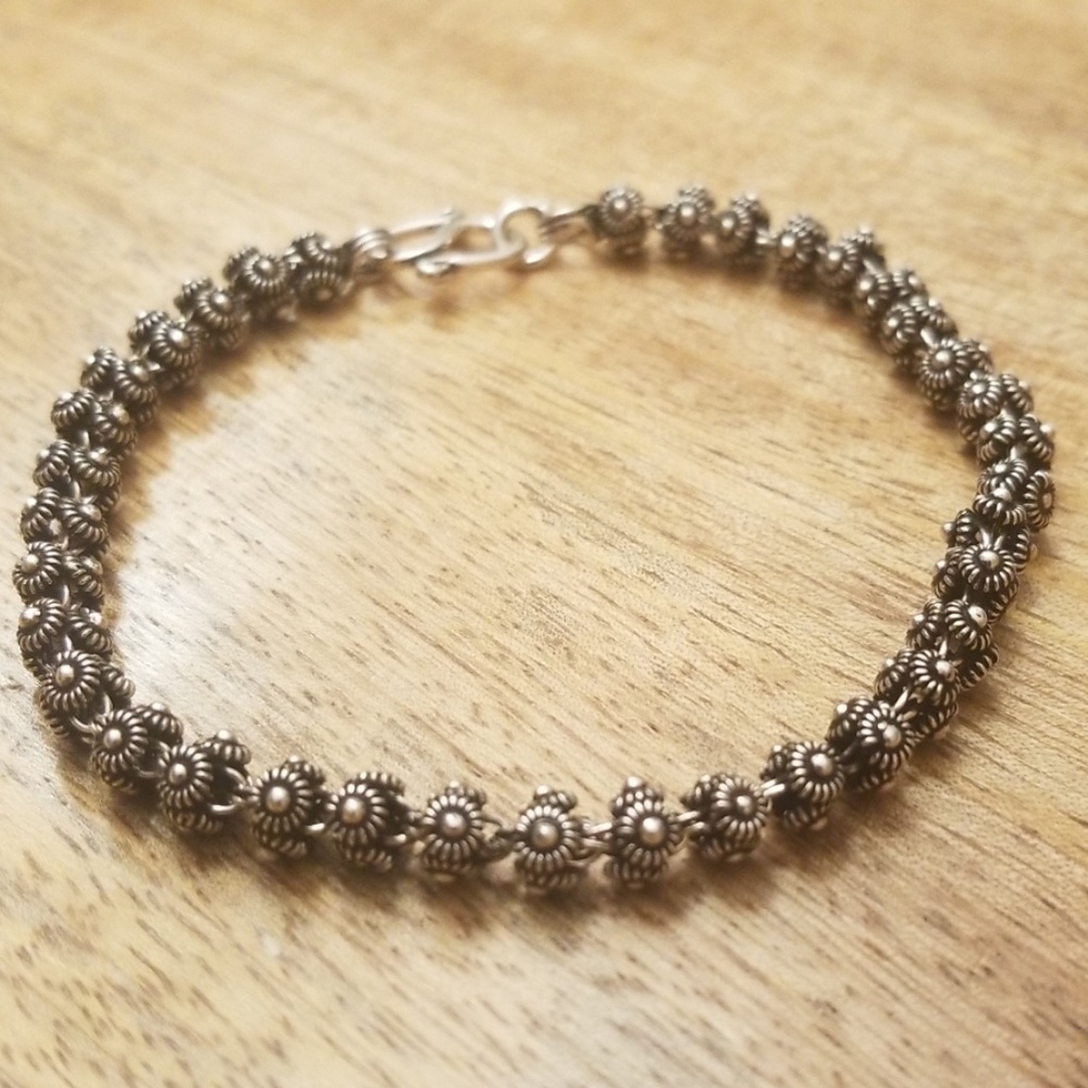 Sterling silver flower bracelet